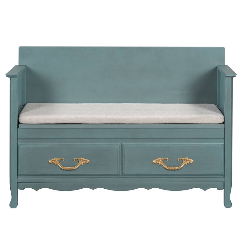 Shoe Bench with Removable Cushion,Hidden Storage and Back