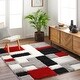 preview thumbnail 1 of 10, Livabliss Bologna Colorblock Geometric Plush Area Rug 5' 3" x 7' - Black/Red