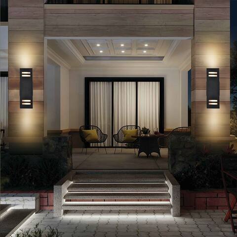 2 - Light Modern Industrial Dimmable Outdoor Wall Light Armed Sconce