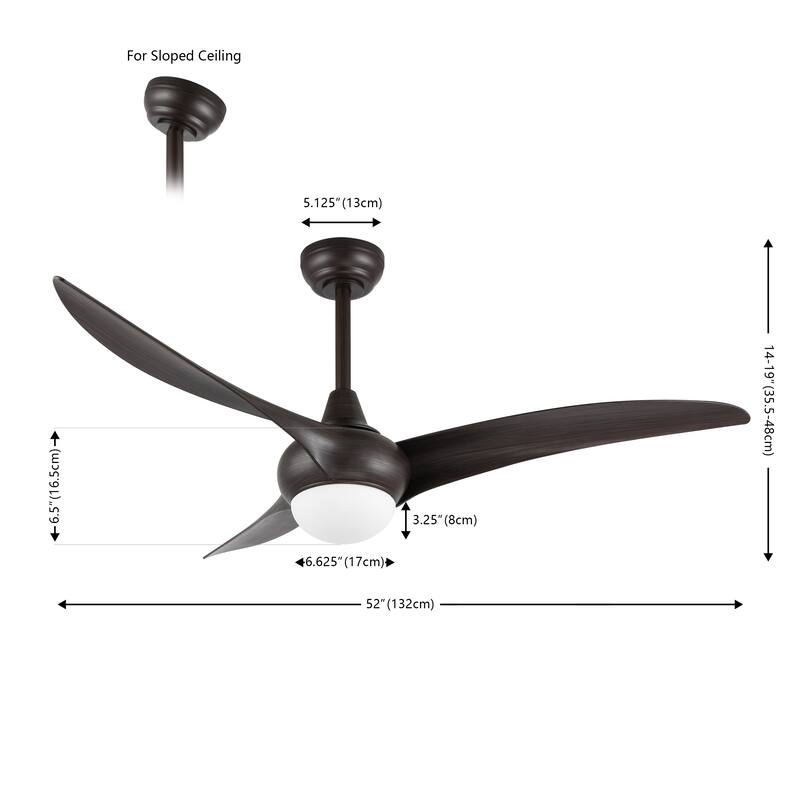 Raffles 52" 1-Light Vintage Iron/Plastic Mobile-App/Remote-Controlled 6-Speed Retro Swirl LED Ceiling Fan, by JONATHAN Y