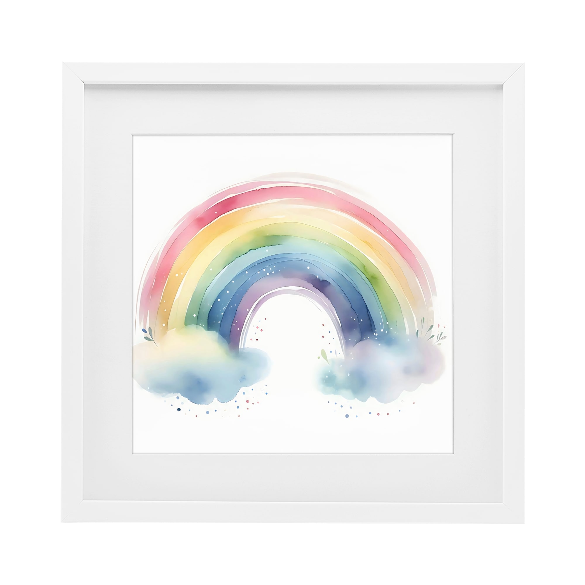 Stupell Soft Rainbow with Clouds Under Glass Framed Design By Creative Studio