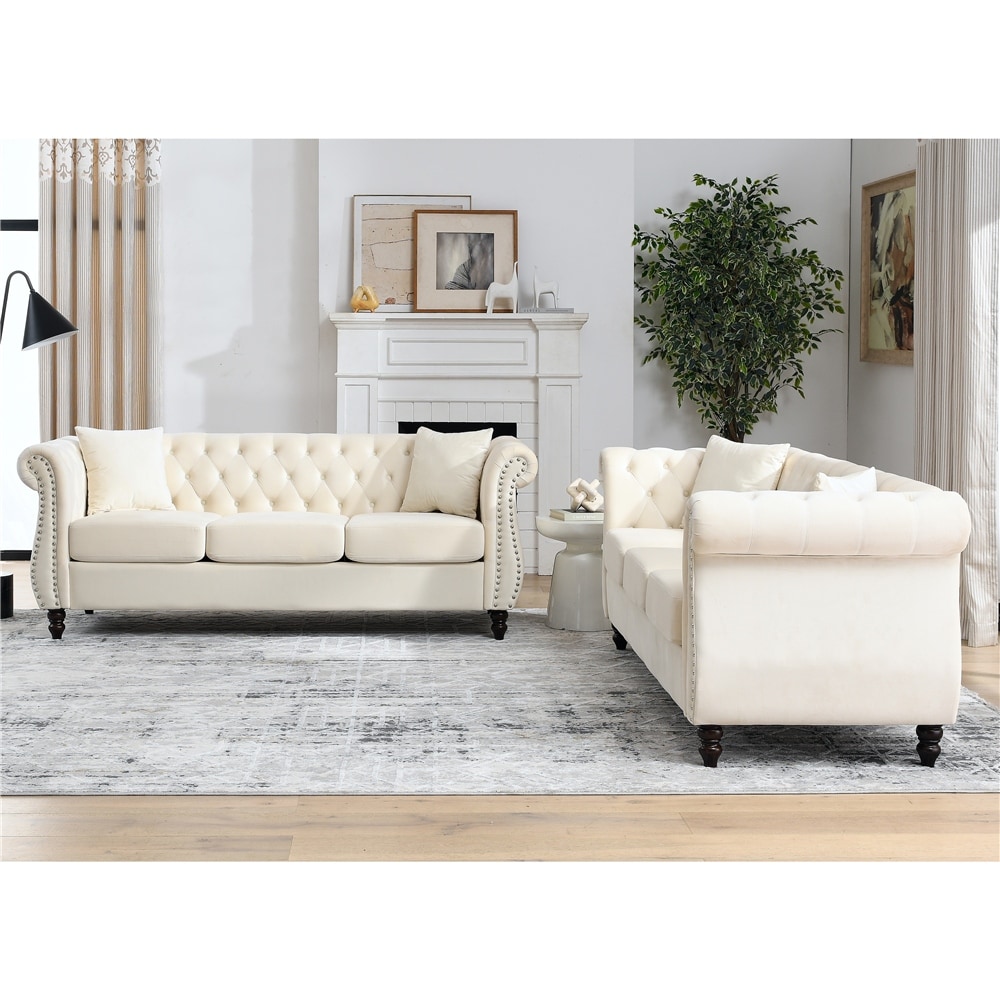 New design comfortable sofa with two throw pillows in the same color - Bed  Bath & Beyond - 36933863
