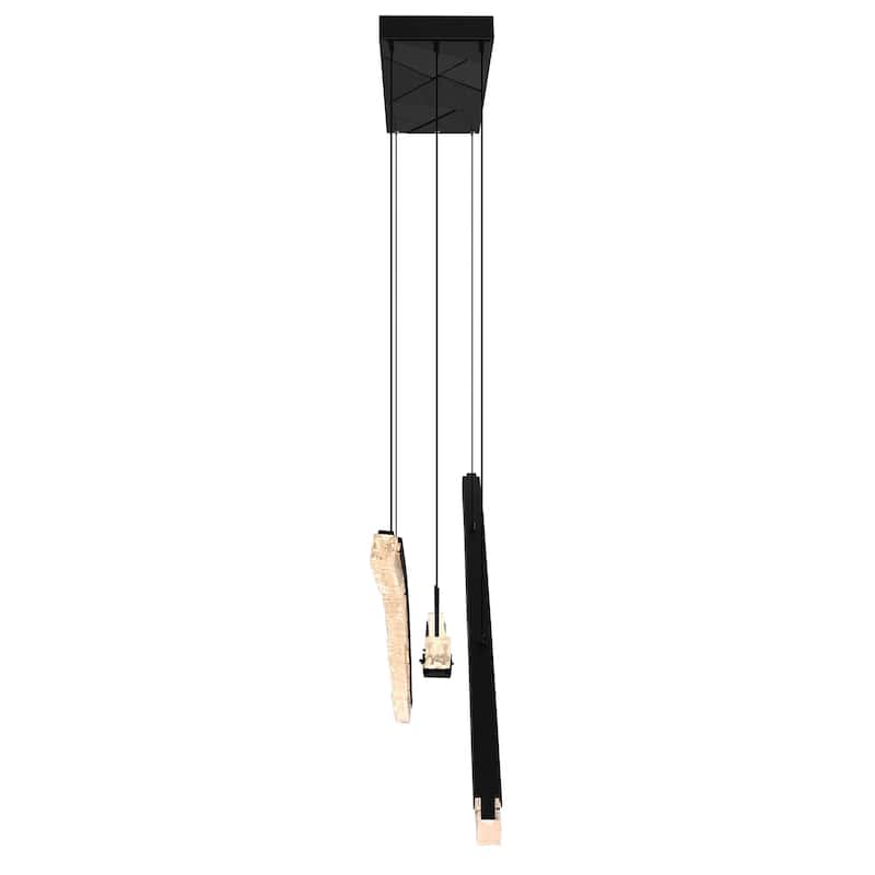 Saber Integrated LED 70in Black Chandelier with Handcrafted Glass