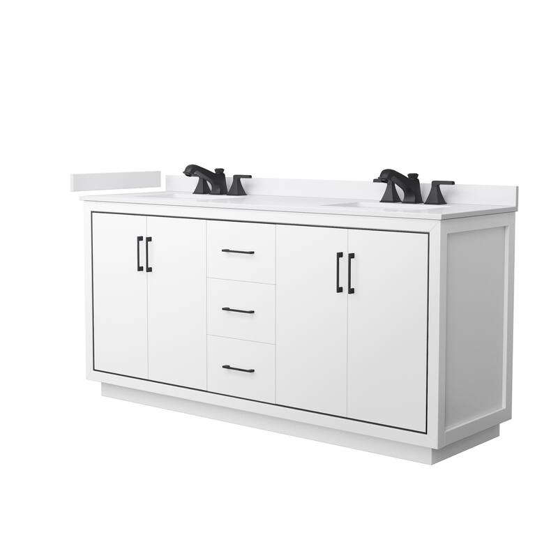 Wyndham Collection WCF1111-72D-VCA-US3MXX Icon 72" Free Standing - White / White Cultured Marble Top / Matte Black