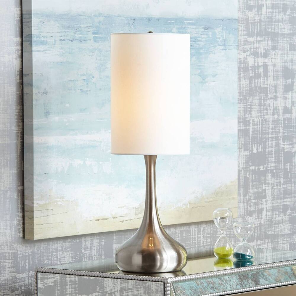 Modern Table Lamps Set of 2 Brushed Steel Droplet White Living Room - 8" x 24"
