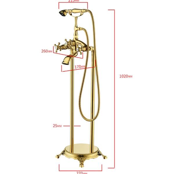 Freestanding Floor Mounted Bathtub Faucet with Hand Shower Bed Bath