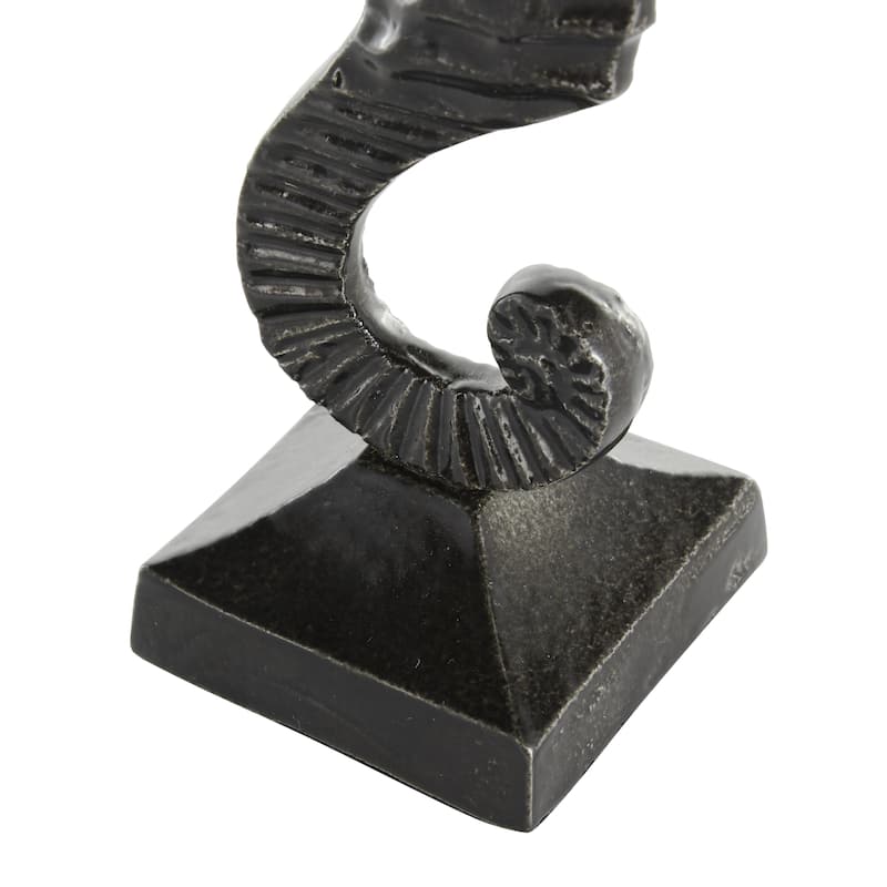 Aluminum Metal Sea Horse Decorative Sculpture with Square Bases - Set of 2 Black - Roche River Decor