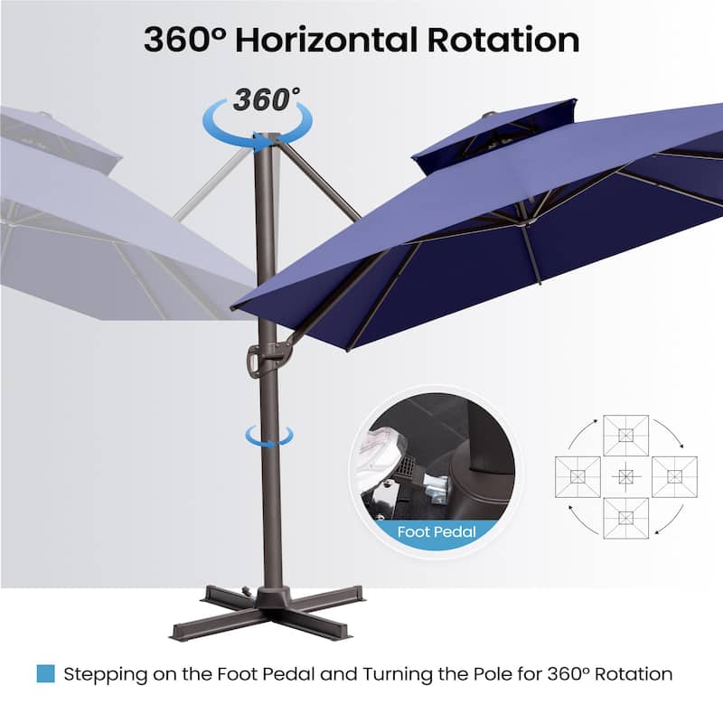 Crestlive Products 10 x 13ft Outdoor Patio Cantilever Umbrella with Base