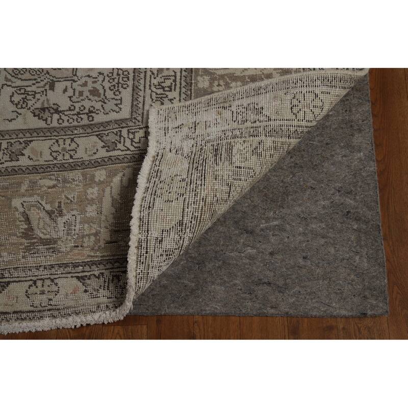 Tabriz Persian Vintage Area Rug Hand-Knotted Beige Wool Carpet - 9'6" x 13'4"