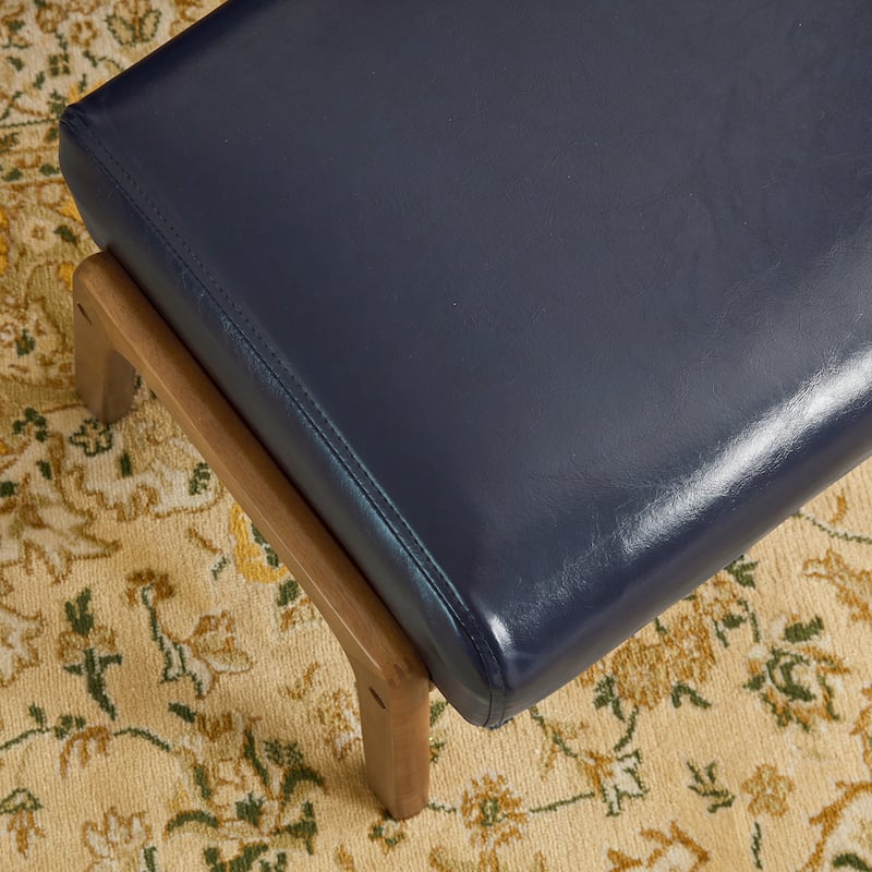 Glitzhome 30.75"H Mid-Century PU Leather Armchair with Ottoman Set