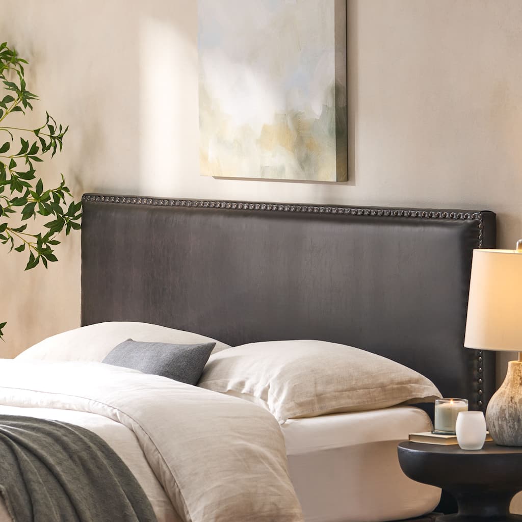 Hilton Adjustable King/ California King Bonded Leather King Headboard by Christopher Knight Home