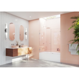 Glass Warehouse 58.25" x 54" Frameless Shower Bath Door - Wall Hinge