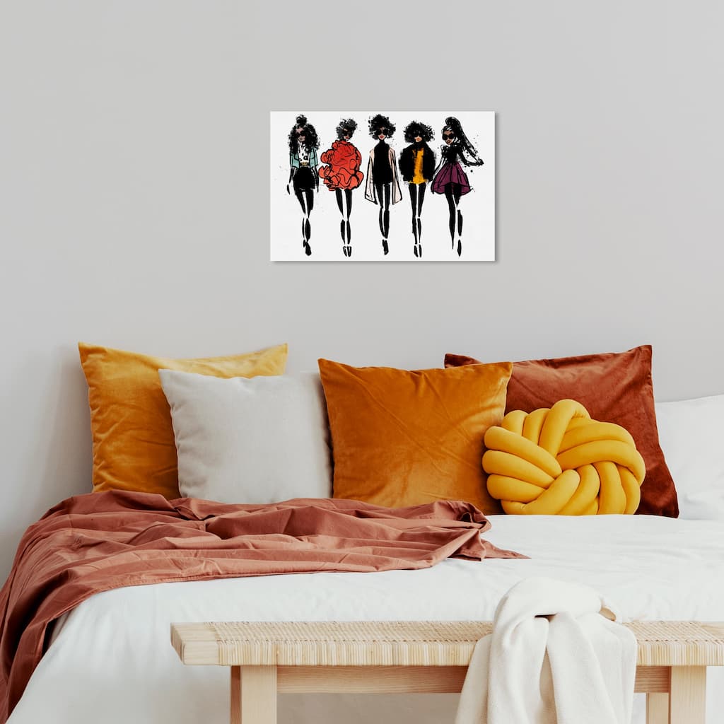 Wynwood Studio Canvas Fashion and Glam Girls of Color Line Up Black and Modern & Contemporary Wall Art Canvas Print