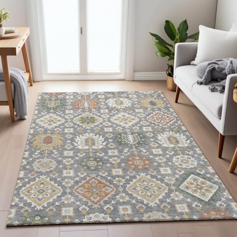 Machine Washable Indoor/Outdoor Boho Global Chantille Rug