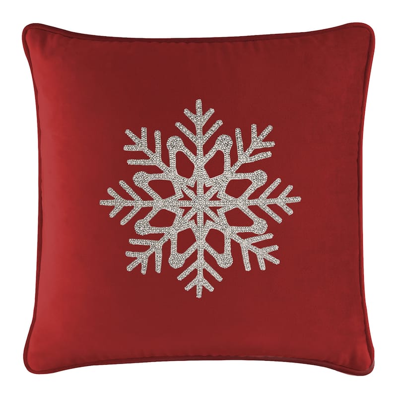 Sparkles Home Rhinestone Snowflake Pillow - Red - 20 x 20