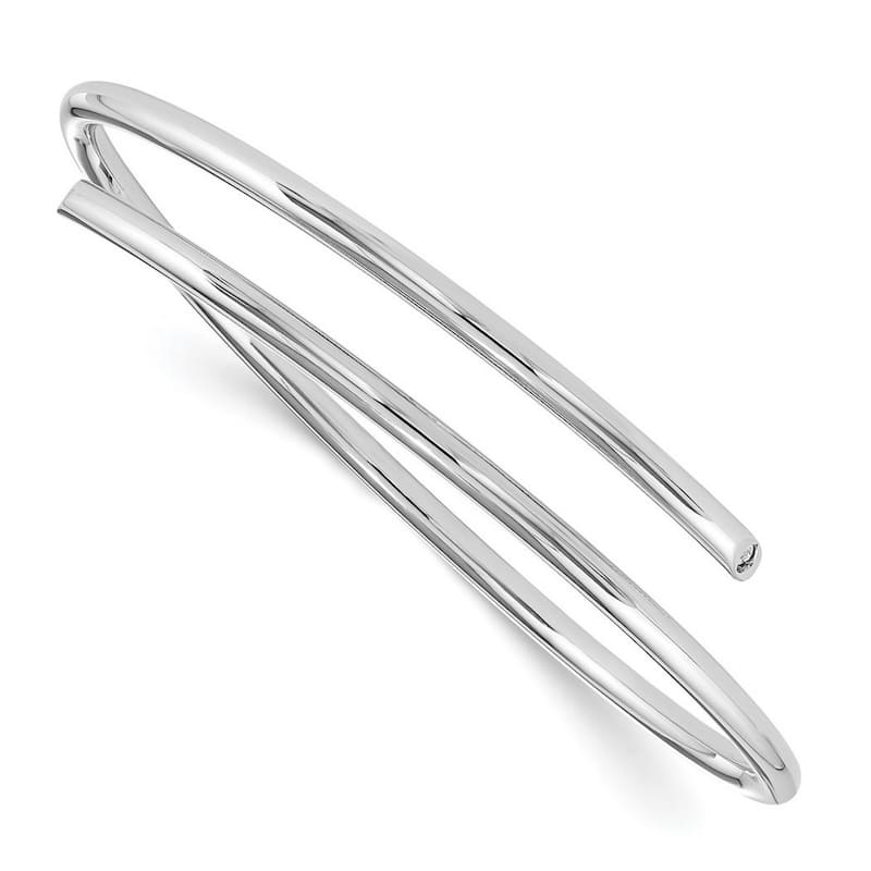 Curata 925 Sterling Silver Polished White Ice Diamond Cuff Stackable Bangle Bracelet