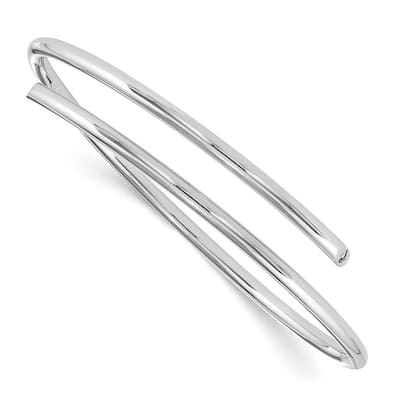 Curata 925 Sterling Silver Polished White Ice Diamond Cuff Stackable Bangle Bracelet