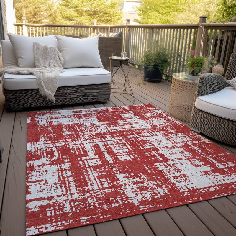 Machine Washable Indoor/ Outdoor Chantille Solid Abstract Rug