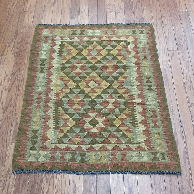 HERAT ORIENTAL Handmade One-of-a-Kind Wool Kilim - 3'1 x 3'11