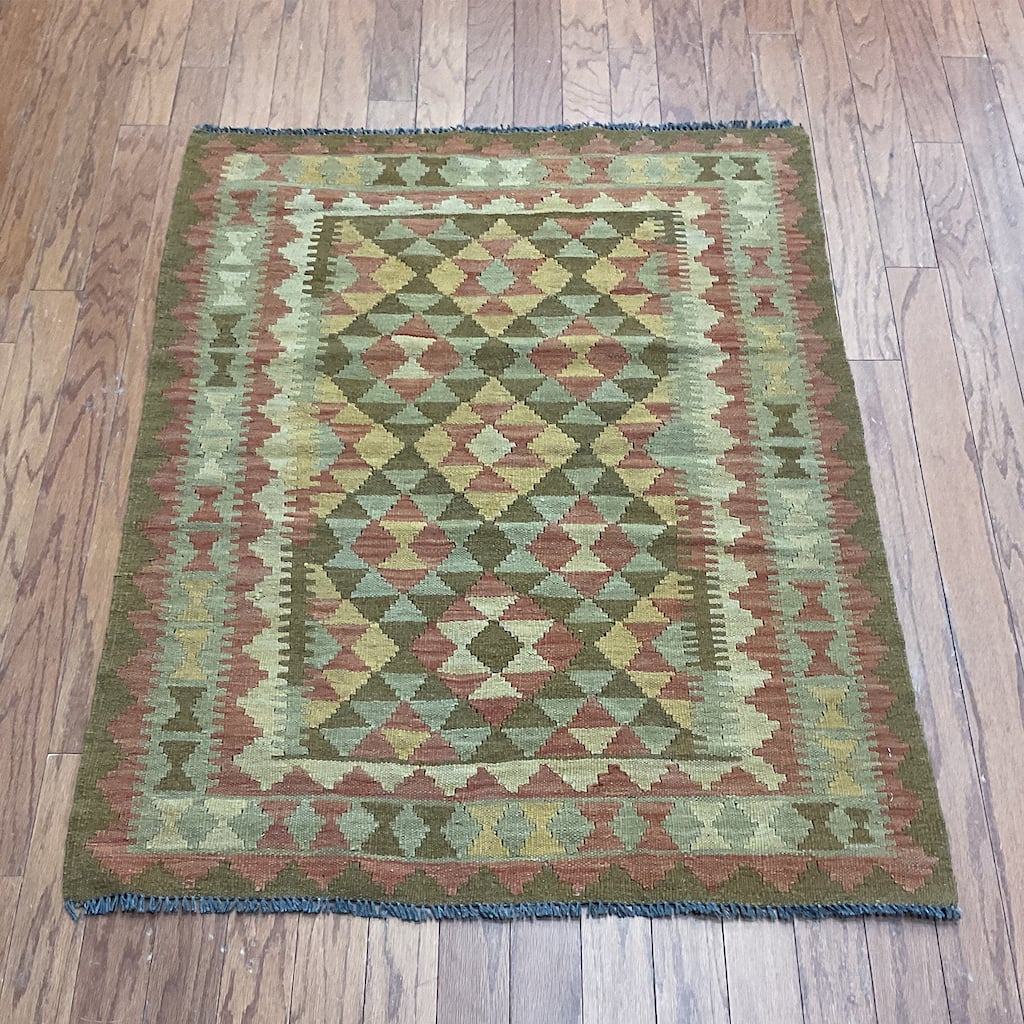 HERAT ORIENTAL Handmade One-of-a-Kind Wool Kilim - 3'1 x 3'11