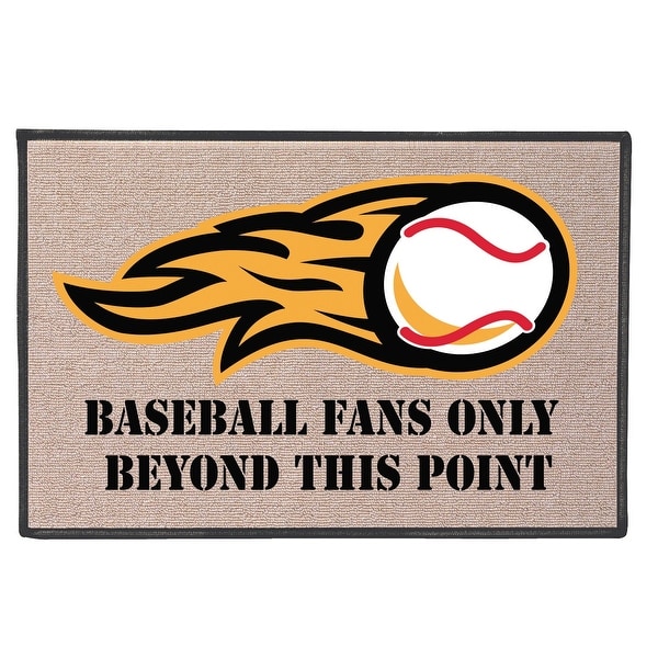 What on Earth Baseball Fans Only Beyond This Point Welcome Mat - Natural Olefin Doormat, 27" x 18" - 27 in. x 18 in. x 1 in.