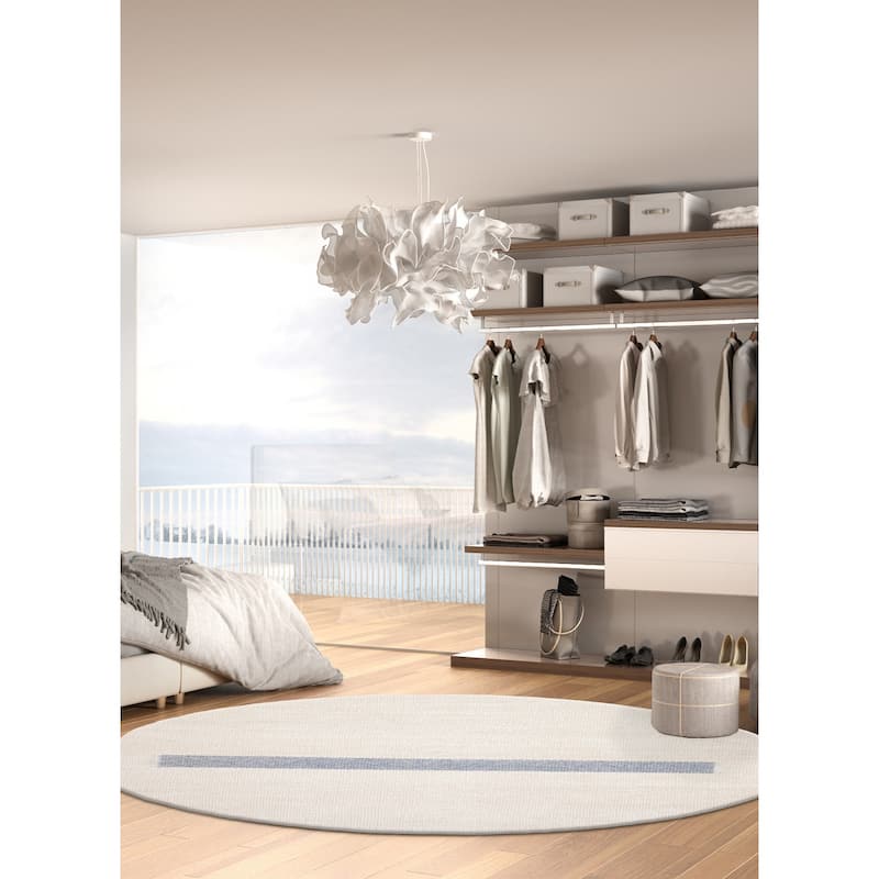 ECARPETGALLERY Braid weave Sienna White Wool Rug - 5'10 x 5'10