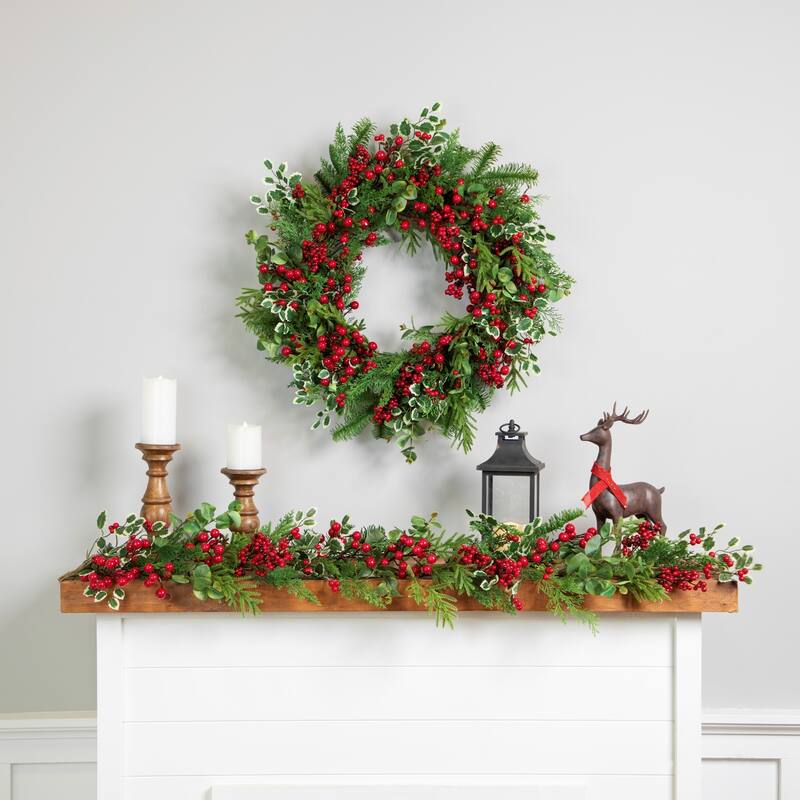 Mixed Pine Cedar and Berries Artificial Christmas Garland - 5' - Unlit