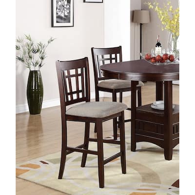 Modern Set of 2 Counter Height Dining Chairs with Padded Seat, Nailhead Trim, Solid Wood Frame for Dining Room and Bar