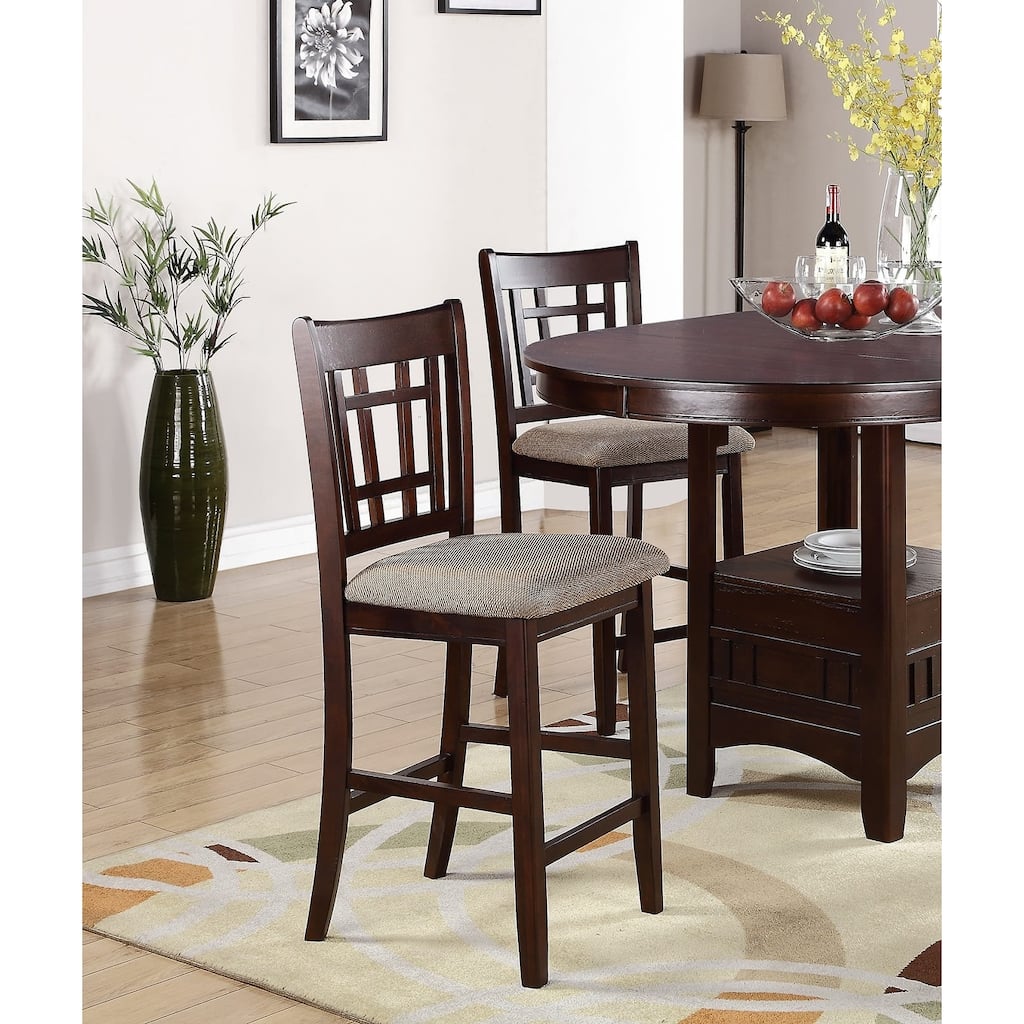 Modern Set of 2 Counter Height Dining Chairs with Padded Seat, Nailhead Trim, Solid Wood Frame for Dining Room and Bar