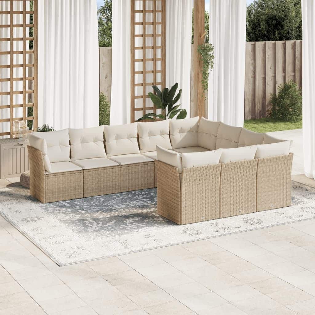 vidaXL Garden Sofa Set Beige PE rattan Large Modular Garden Sofa Set - 24.4 x 24.4 x 27.2