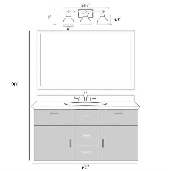 dimension image slide 0 of 4, Modern Farmhouse Black Gold 3-Light Bathroom Vanity Lights Dimmable Wall Sconces