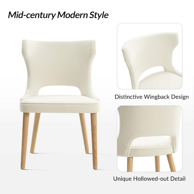 Rita Mid-century Modern Dining Chair with Solid Wood Legs Set of 4 by HULALA HOME