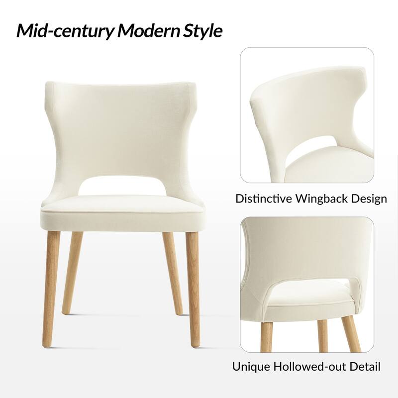 Rita Mid-century Modern Dining Chair with Solid Wood Legs Set of 6 by HULALA HOME