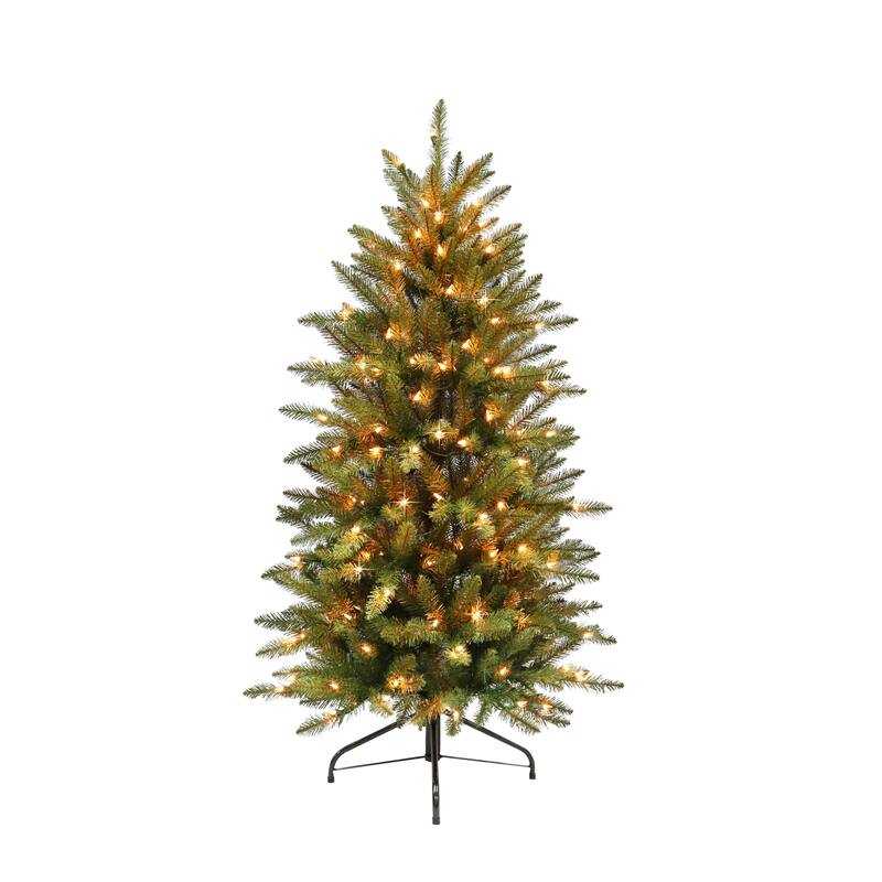 Puleo International 4.5 ft. Pre-lit Slim Fraser Fir Artificial Christmas Tree