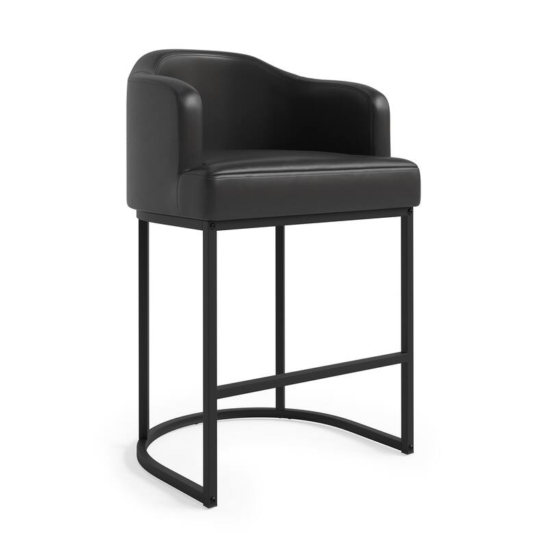 26.in Modern Set of 4 Barstool Fabric/Leather Upholstered Counter Height Stool with Metal Frame for Kitchen Island