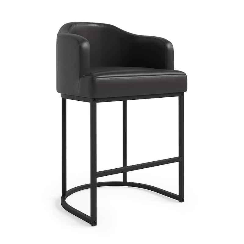 Modern 26.in Barstool Fabric/Leather Upholstered Counter Height Stool with Metal Frame for Kitchen Island