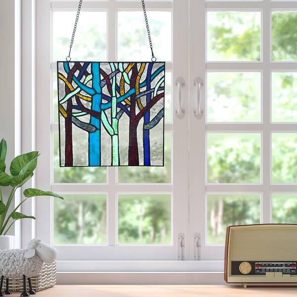 Rainbow Forest Stained Glass Window Panel Rainbow Forest Stained Glass Window Panel