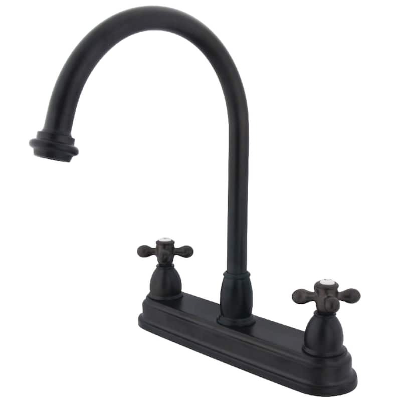Kingston Brass Restoration Centerset Kitchen Faucet with Metal Cross - Oil Rubbed Bronze