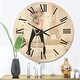 preview thumbnail 6 of 5, Designart 'Cute Girl By The Tour Eiffel In Paris' Children'S Art Wood Wall Clock 16 In. Wide x 16 In. High