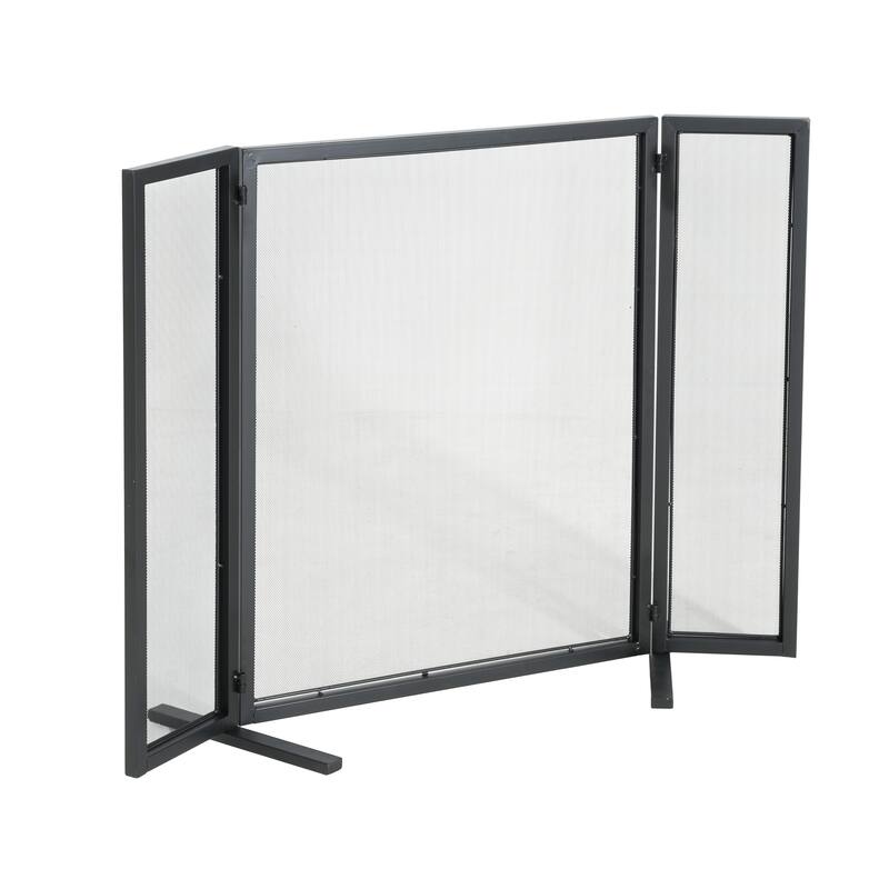 Christopher Knight Home - Quiana Modern Iron Fireplace Screen with Minimalist Mesh Panels - 40" W x 31" H