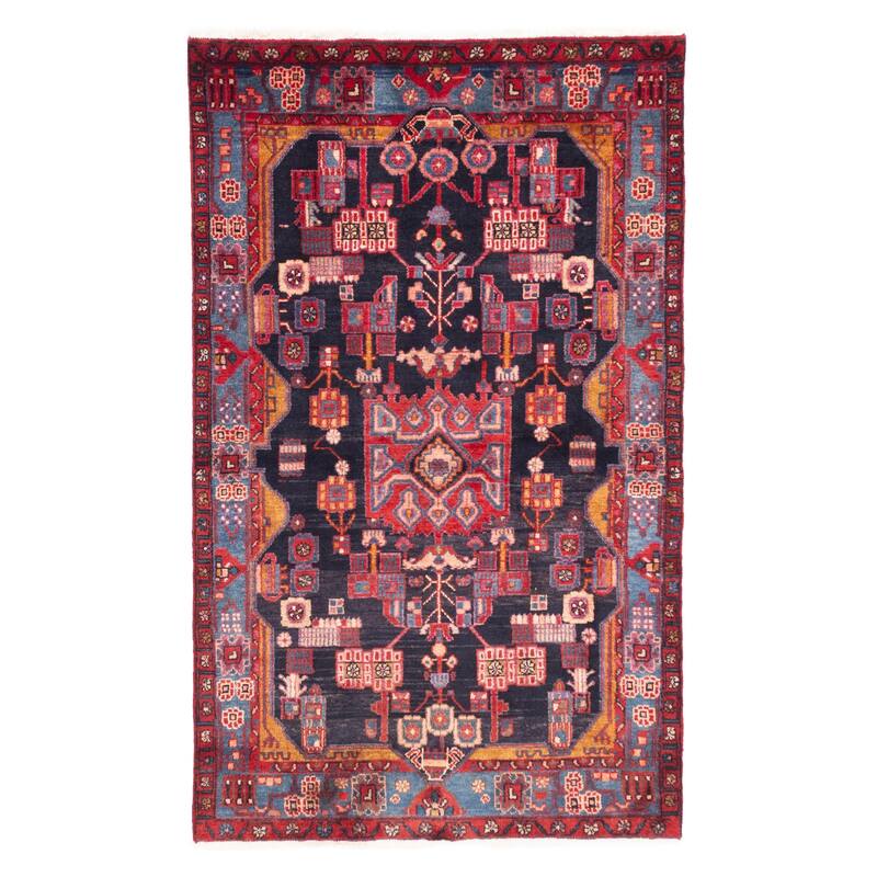 ECARPETGALLERY Hand-knotted Anatolian Vintage Dark Navy Wool Rug - 3'10 x 6'4