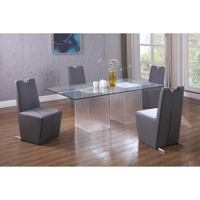 Somette 5-Piece Rectangular Glass Dining Set with 4 Handle Back Chairs