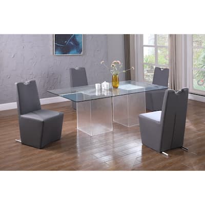 Somette 5-Piece Rectangular Glass Dining Set with 4 Handle Back Chairs