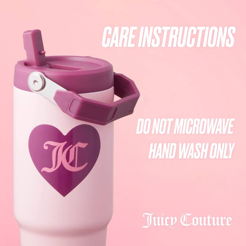 Juicy Couture Flip Flow Hydration Stainless Steel Screw Top Tumbler with Flip Straw 2-Pack