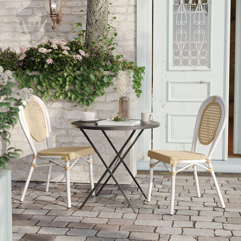 2 Pack All-Weather Commercial Paris Chairs with Metal Frames