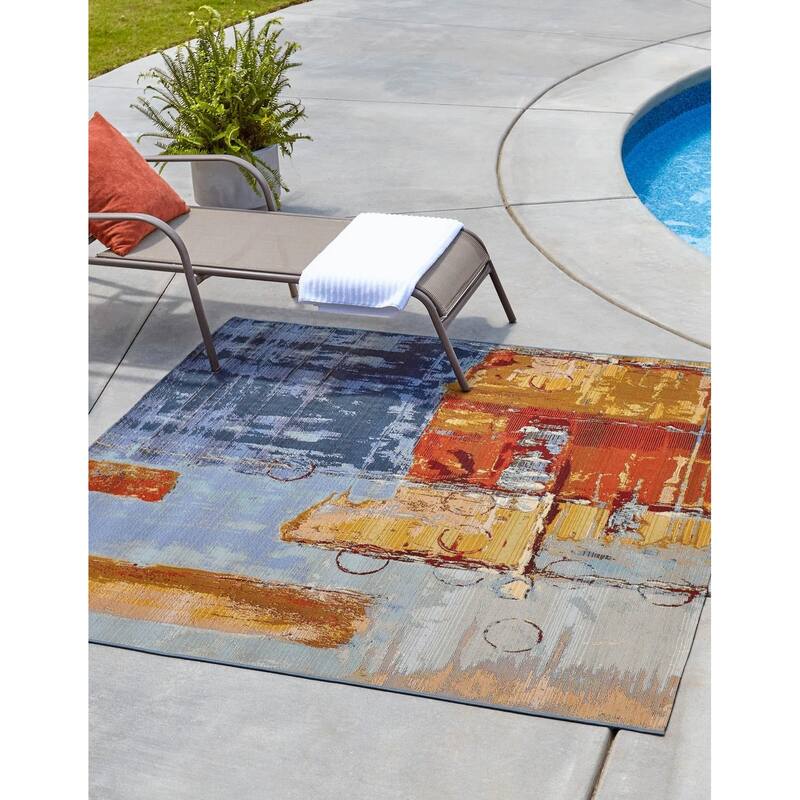 Outdoor Ucul Collection Area Rug - Multi - 6' Square