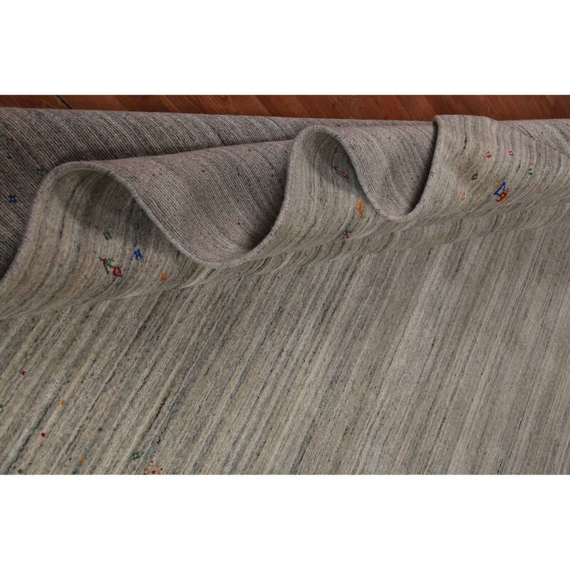 Striped Gabbeh Indian Area Rug Tribal Handmade Wool Carpet - 9'1" x 11'9"