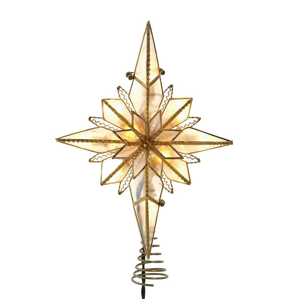 Kurt Adler 10.5-Inch 10-Light LED Capiz Bethlehem Star Tree Topper