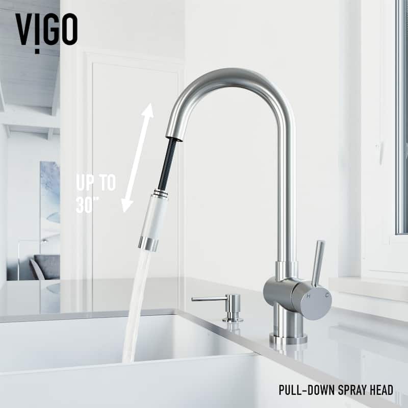 VIGO Gramercy 17" H Single Handle Pull-Down Spout Kitchen Faucet