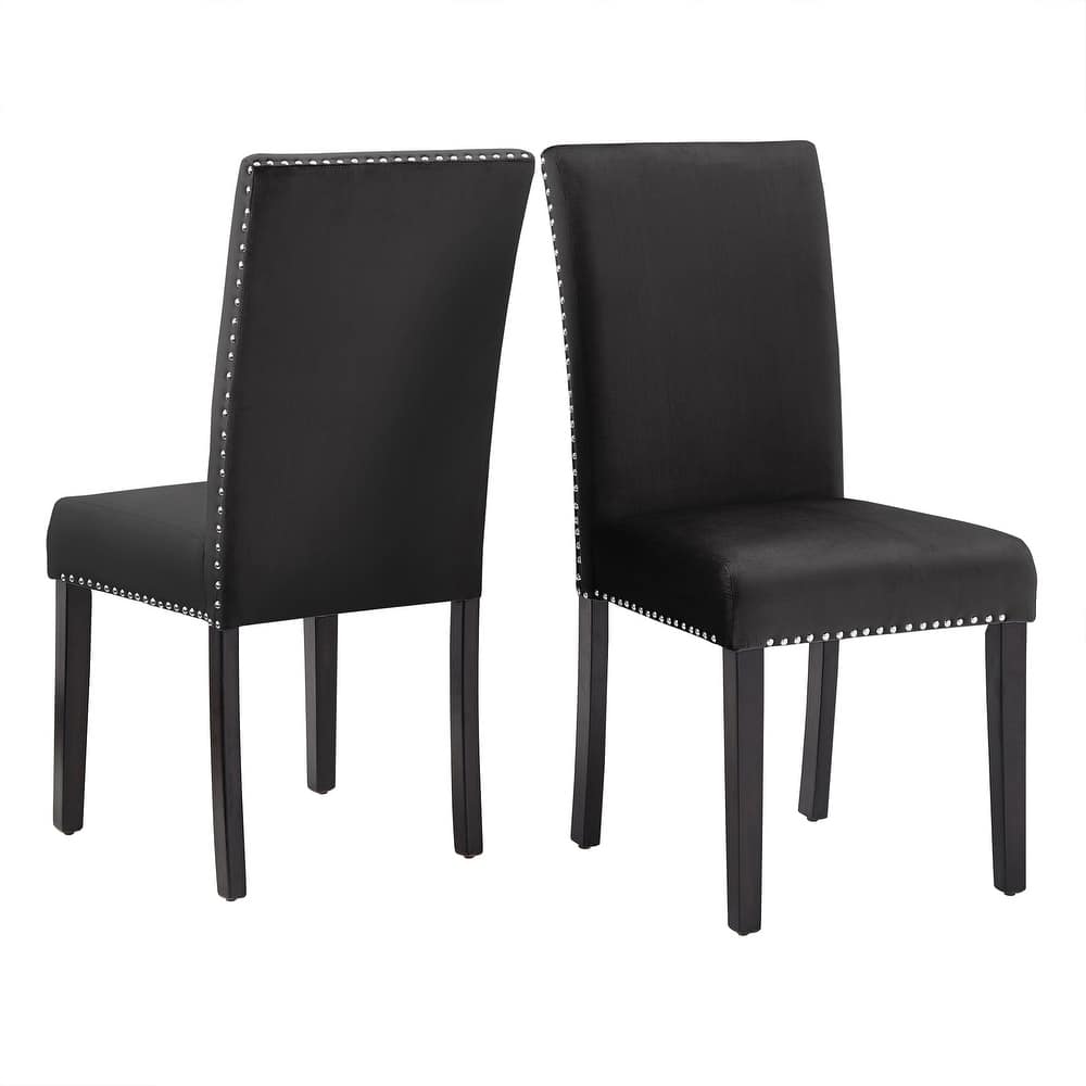 Balmforth Nailhead Velvet Upholstered Dining Chairs (Set of 2) by iNSPIRE Q Classic